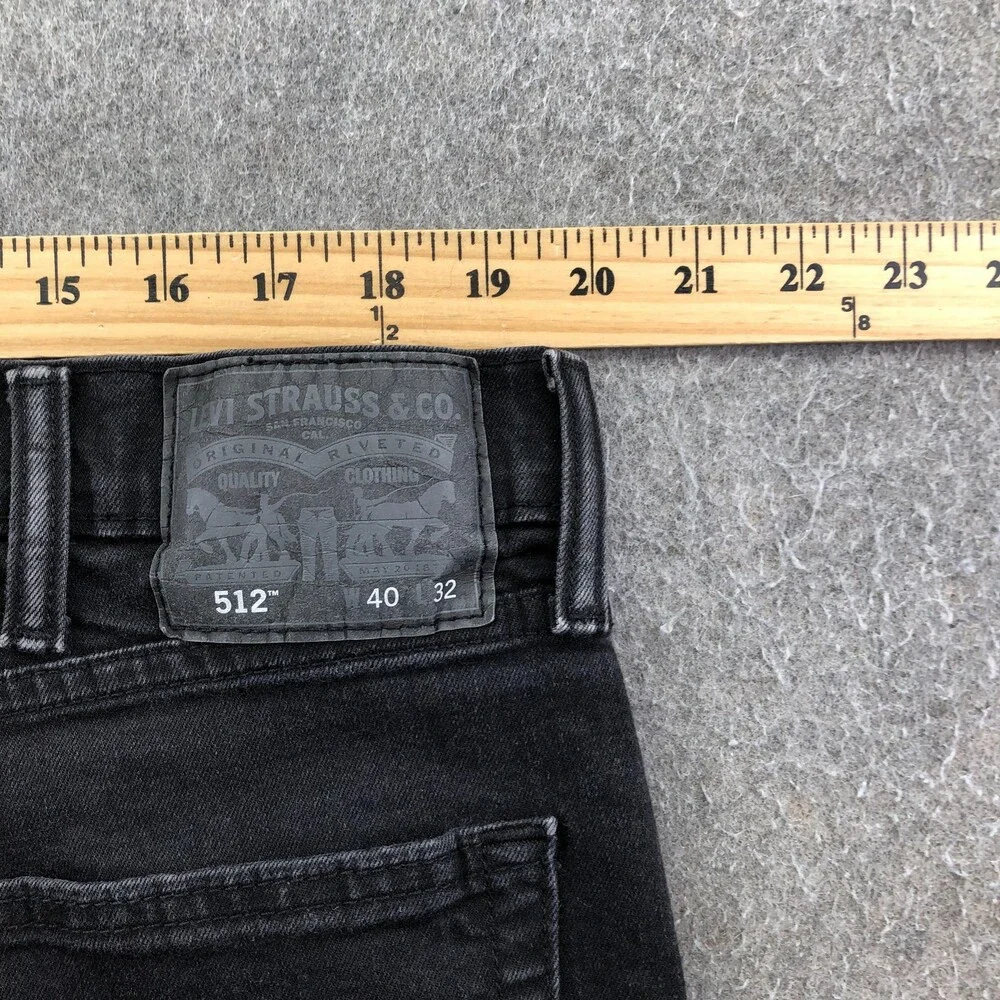 Levis 512 Jeans Mens 40x32 Black Charcoal Wash Slim Tapered Denim Pants Casual